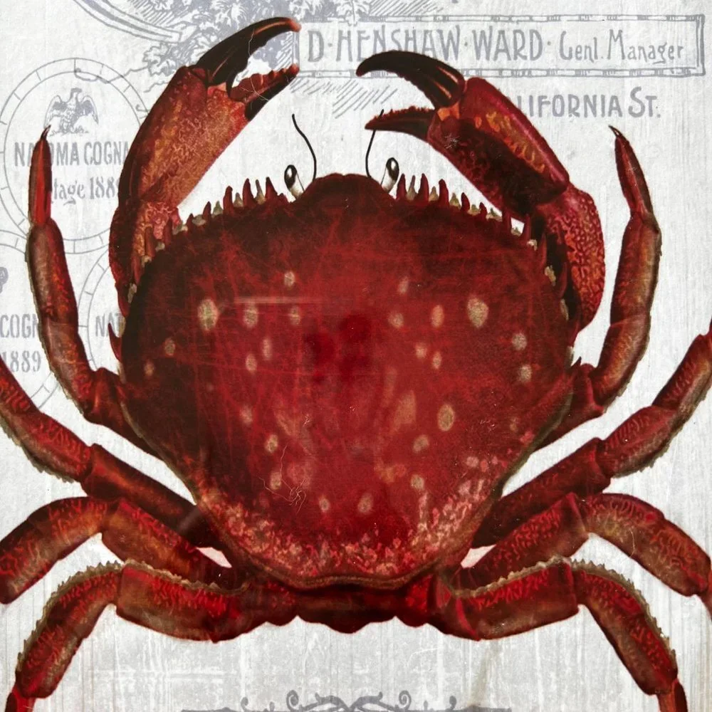 Crab Print & Unique WOOD FRAME